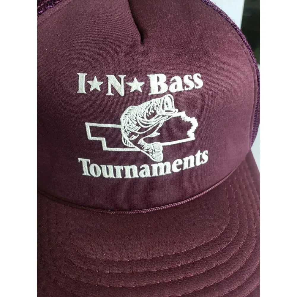 Vintage 80s 90s Nebraska Bass Fishing Tournament Trucker Hat Cap SnapBack Mesh